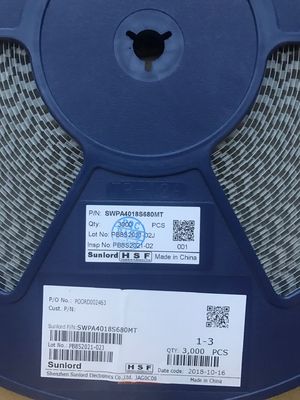 SWPA4018S680MT 68μH পাওয়ার ইন্ডাক্টর 4x4.8mm 3.2A স্যাট বর্তমান 90mΩ DCR, -40°C~+125°C ধাতু খাদ কোর