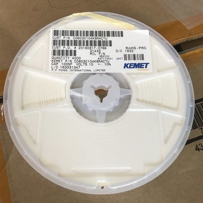 C0603C104K8RACTU 100nF 10V X7R 0603 MLCC, যা 10% সহনশীলতা, উচ্চ ক্যাপাসিট্যান্স, -55°C থেকে +125°C পর্যন্ত স্থিতিশীল কর্মক্ষমতা এবং RoHS সম্মতি প্রদান করে