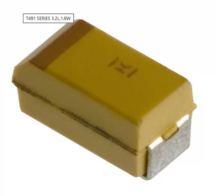 T491A106K016AT 10μF ট্যান্টালিয়াম ক্যাপাসিটর 16V, ±10% Tol নিম্ন ESR AEC-Q200 যোগ্যতাসম্পন্ন -55°C থেকে +125°C পরিসীমা 125°C উচ্চ তাপমাত্রা রেটিং টেপ and রিল হ্যালোজেন মুক্ত