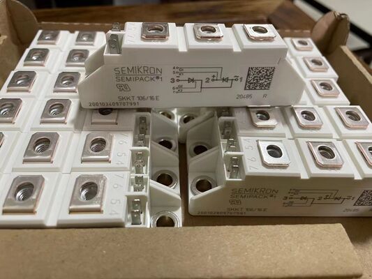 SKKT106/16E 1600V 106A ডুয়াল থাইরিস্টর মডিউল লো ভিএফ 1.35V 2.4kA সার্জ AlN সিরামিক বেস প্রেসার কন্টাক্ট SEMIPACK1 সফট স্টার্টার এবং ড্রাইভের জন্য বিচ্ছিন্ন ইউএল সার্টিফাইড