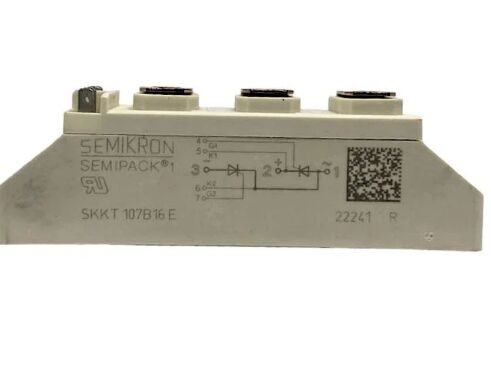 SKKT107B16E 1600V 107A ডুয়াল থাইরিস্টর মডিউল নিম্ন VF 1.35V 2.4kA ওভারজার্জ AlN সিরামিক বেস চাপ যোগাযোগ SEMIPACK1 বিচ্ছিন্ন UL নরম স্টার্টার এবং ড্রাইভের জন্য প্রত্যয়িত